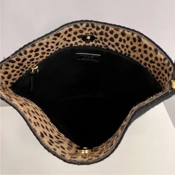 ❤️SOLD❤️ Kate Spade Wool Bag Black Animal Print Pony Hair Trim Made in Italy - Picture 9 of 11